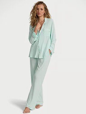 Victoria's Secret Modal Long Pajama Set in Tradewinds Blue NWT